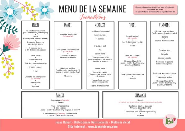 MENU SEMAINE 1
