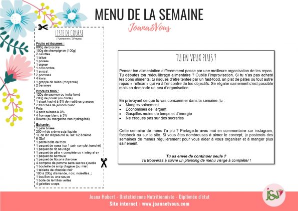 MENU SEMAINE 2